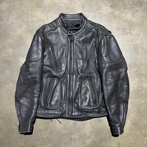 Vintage 90s Black Heavyweight Leather Motorcycle Jacket